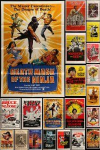 9a199 LOT OF 63 FOLDED KUNG FU ONE-SHEETS '60s-80s great images from martial arts movies!