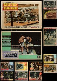 9a310 LOT OF 13 MOSTLY UNFOLDED 13X19 ITALIAN PHOTOBUSTAS WITH BOXING IMAGES '50s-70s cool scenes!