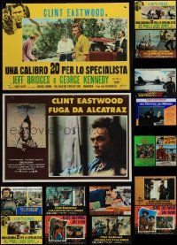 9a303 LOT OF 24 FORMERLY FOLDED 18x27 CLINT EASTWOOD ITALIAN PHOTOBUSTAS '60s-80s western & crime!
