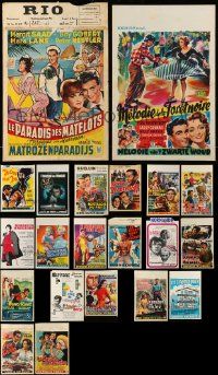 9a282 LOT OF 25 FORMERLY FOLDED BELGIAN POSTERS '50s-70s a variety of different movie images!