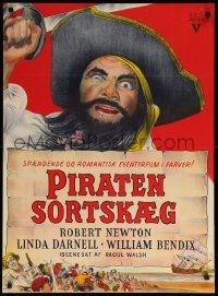 9b302 BLACKBEARD THE PIRATE Danish '54 great artwork image of Robert Newton in title role!