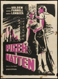 9b314 GIRLS IN THE NIGHT Danish '54 cool silkscreen art of sexy bad girl Joyce Holden w/Lembeck!