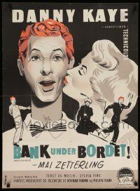 9b320 KNOCK ON WOOD Danish '54 great close art of Danny Kaye & Mai Zetterling by Stilling!