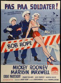 9b326 OFF LIMITS Danish '53 art of Bob Hope, Mickey Rooney & sexy Marilyn Maxwell by Wenzel!