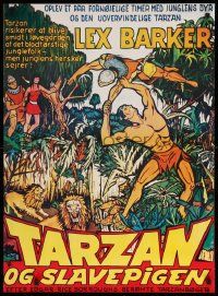 9b348 TARZAN & THE SLAVE GIRL Danish R70s art of Lex Barker fighting off invaders!