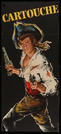 9b423 CARTOUCHE French 20x45 '62 really cool artwork of pirate Jean-Paul Belmondo with 2 guns!