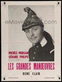 9b463 GRAND MANEUVER French 23x30 '55 Les Grandes Manoeuvres, cool close-up of Gerard Philip!