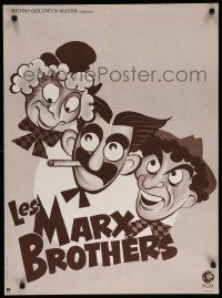 9b469 LES MARX BROTHERS French 23x31 '70s great Hirschfeld-like art of Groucho, Chico & Harpo!