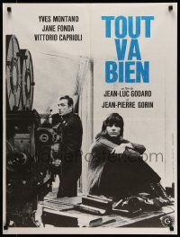 9b487 TOUT VA BIEN French 24x32 '72 Jean-Luc Godard, cool image of movie camera & Jane Fonda!