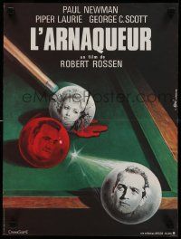 9b500 HUSTLER French 15x21 R82 best art of Paul Newman, Piper Laurie & George C. Scott by Mascii!