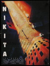 9b502 LA FEMME NIKITA French 15x20 '90 Luc Besson, cool overhead art of Anne Parillaud in alley!