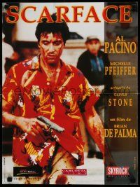 9b509 SCARFACE French 16x21 R80s bloody Al Pacino as Tony Montana w/gun!