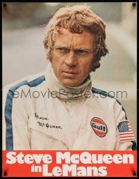 9b074 LE MANS teaser German '71 driver Steve McQueen in personalized uniform, white title design!