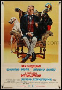 9b171 DOCTOR DOLITTLE Italian 26x38 pbusta '67 Rex Harrison speaks w/animals, Richard Fleischer!