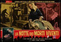 9b232 NIGHT OF THE LIVING DEAD Italian 18x27 pbusta '70 inset art of girl rising from the grave!