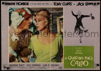 9b233 SOME LIKE IT HOT Italian 19x27 pbusta '59 Tony Curtis in drag w/sexy Marilyn Monroe!