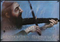 9b138 FIDDLER ON THE ROOF Polish 27x38 R90 cool artwork of man w/burning fiddle by Walkuski!