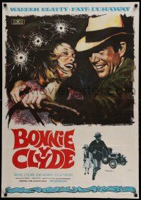 9b512 BONNIE & CLYDE Spanish '68 Mac artwork of crime duo Warren Beatty & Faye Dunaway!