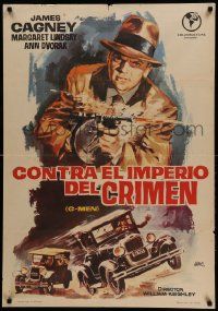 9b533 G-MEN Spanish R65 great different Jano art of James Cagney with Tommy gun!