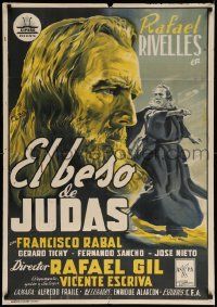 9b547 JUDAS' KISS Spanish '54 great different art of Rafael Rivelles in title role by Peris Arago!