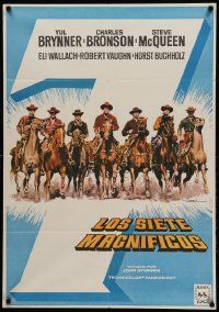 9b555 MAGNIFICENT SEVEN Spanish R78 Yul Brynner, McQueen, John Sturges' 7 Samurai western, Mac art