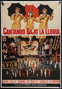 9b576 SINGIN' IN THE RAIN Spanish R82 cool artwork of Gene Kelly, Debbie Reynolds!