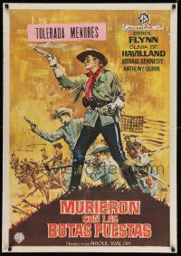 9b582 THEY DIED WITH THEIR BOOTS ON Spanish R63 different Jano art of Errol Flynn as Gen. Custer!