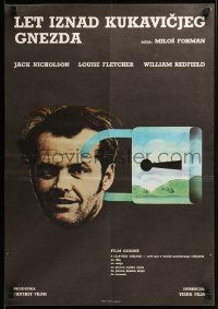 9b401 ONE FLEW OVER THE CUCKOO'S NEST Yugoslavian 19x27 '75 art of Jack Nicholson's head locked up!