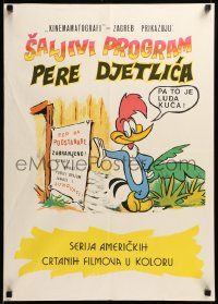 9b420 WOODY WOODPECKER Yugoslavian 20x28 '60s great art of the character next to sign!
