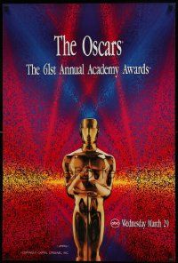 9c009 61ST ANNUAL ACADEMY AWARDS 24x36 1sh '89 cool image of Oscar with colorful background!