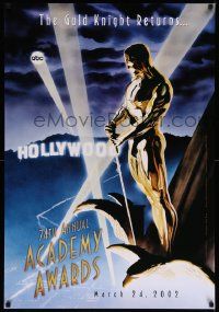 9c014 74TH ANNUAL ACADEMY AWARDS 1sh '02 cool Alex Ross art of Oscar over Hollywood!