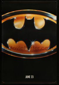 9c072 BATMAN teaser 1sh '89 directed by Tim Burton, cool image of Bat logo, glossy finish!