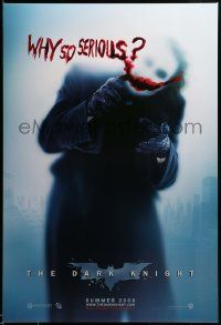 9c208 DARK KNIGHT teaser DS 1sh '08 great image of Heath Ledger as the Joker, why so serious?