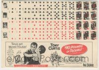 9d005 40 POUNDS OF TROUBLE herald '63 Tony Curtis, Pleshette, tiny perforated playing cards!