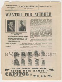 9d008 AFTER MEIN KAMPF herald '41 great Adolf Hitler WANTED FOR MURDER image with fingerprints!