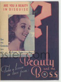 9d023 BEAUTY & THE BOSS die-cut herald '32 great images of Marian Marsh as a beauty in disguise!
