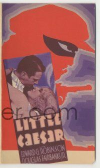 9d003 LITTLE CAESAR herald '30 Edward G. Robinson, Fairbanks Jr, cool art of masked crook, rare!
