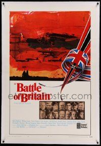 9f011 BATTLE OF BRITAIN linen style A int'l 1sh '69 all-star cast in historical World War II battle!