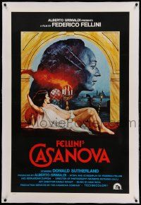 9f072 FELLINI'S CASANOVA linen int'l 1sh '77 Il Casanova di Federico Fellini, different sexy art!