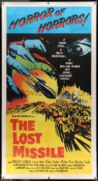 9g031 LOST MISSILE linen 3sh '58 horror of horrors from outer Hell comes to burn the world alive!