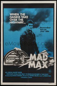 9g269 MAD MAX blue matte style Aust 1sh '79 Mel Gibson, George Miller classic, incredibly rare!