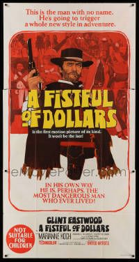 9g287 FISTFUL OF DOLLARS Aust 3sh '67 Clint Eastwood is the most dangerous man who ever lived!
