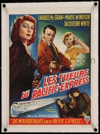 9g089 NARROW MARGIN linen Belgian '53 Richard Fleischer classic film noir, cool different noir art!