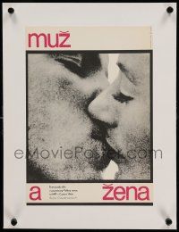9g098 MAN & A WOMAN linen Czech 11x16 '68 Claude Lelouch's Un homme et une femme, best kiss c/u!