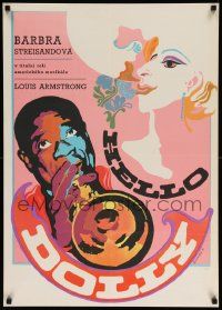 9g344 HELLO DOLLY Czech 23x32 '70 best Galova art of Barbra Streisand & Louis Armstrong, rare!
