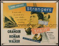 9g211 STRANGERS ON A TRAIN 1/2sh '51 Hitchcock, Farley Granger & Robert Walker double murder pact!