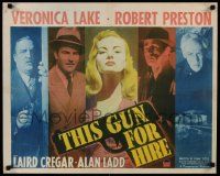 9g213 THIS GUN FOR HIRE style B 1/2sh '42 different image of Alan Ladd & sexy Veronica Lake, rare!