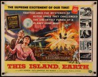 9g225 THIS ISLAND EARTH style A 1/2sh '55 sci-fi classic, great art with aliens by Reynold Brown!