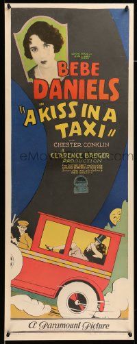 9g237 KISS IN A TAXI insert '27 Bebe Daniels c/u & getting the kiss that named this movie, rare!