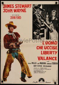 9g351 MAN WHO SHOT LIBERTY VALANCE Italian 18x26 pbusta R70s John Wayne full-length & w/Vera Miles